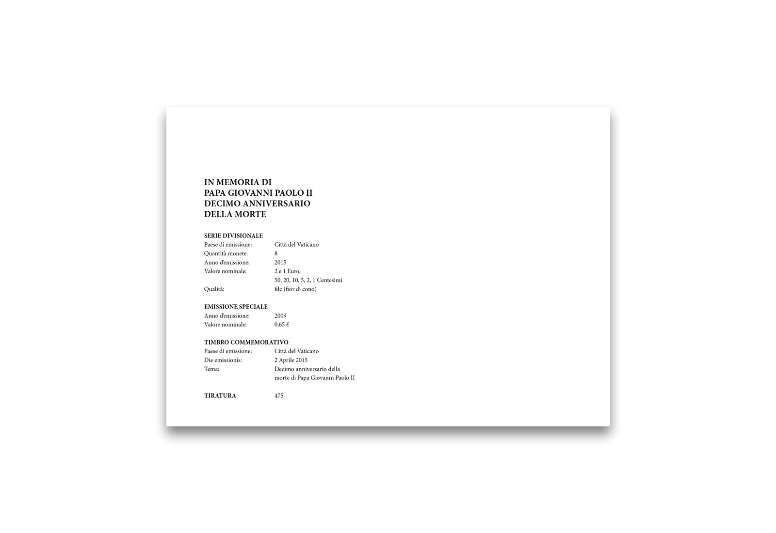 Kuvert für Numisbrief Vatikan zu Ehren 10. Todestag Johannes Paul II.
