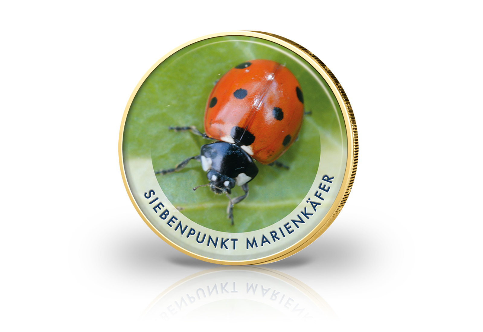 2 Euro mit Farbmotiv und 24 Karat Goldauflage Siebenpunkt Marienkäfer