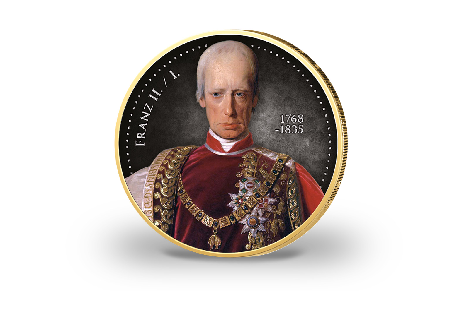2 Euro vergoldet Kaiser Franz II./I. mit Farbmotiv