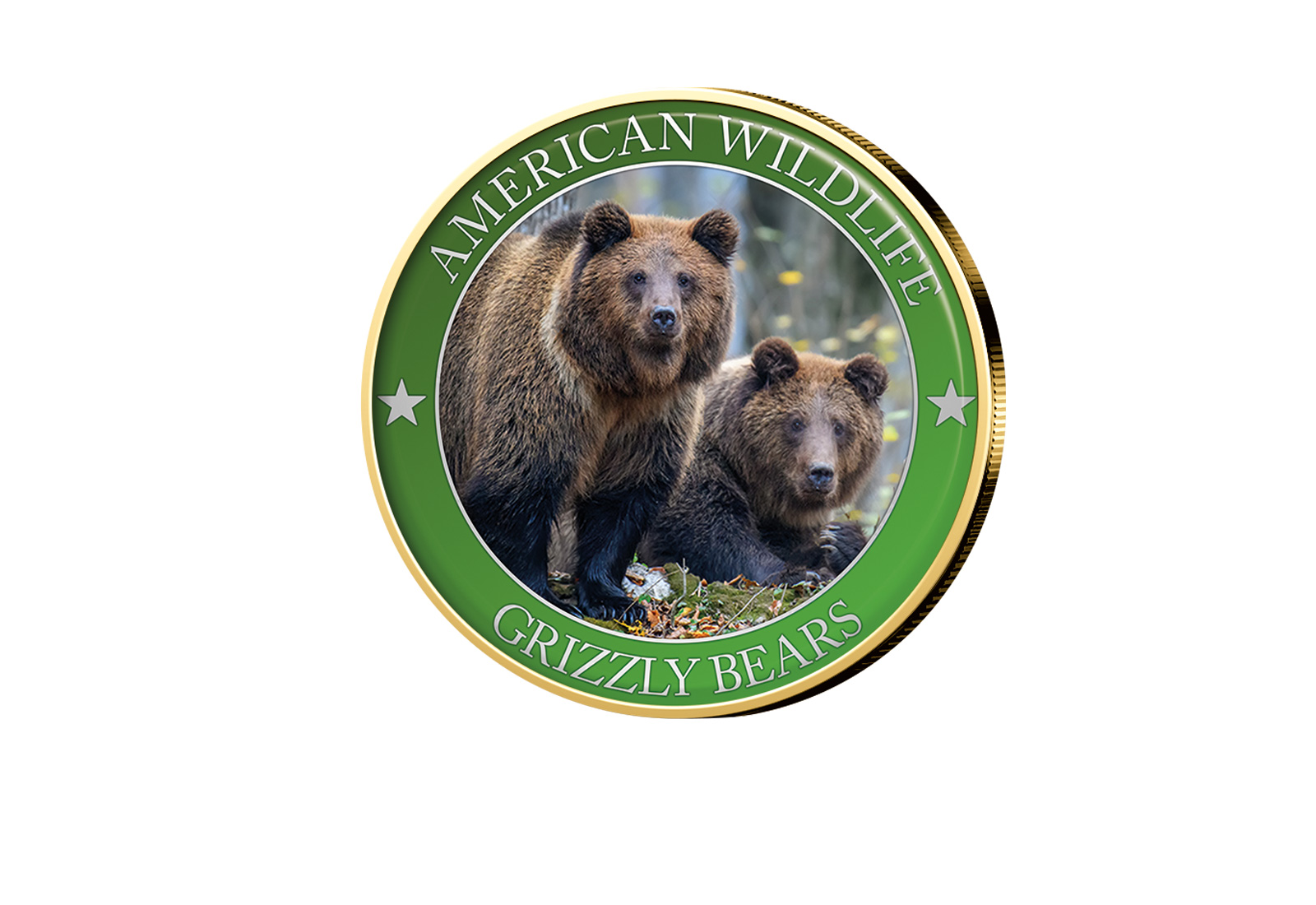 1/2 Dollar USA Grizzly Bear Serie American Wildlife mit Farbapplikation