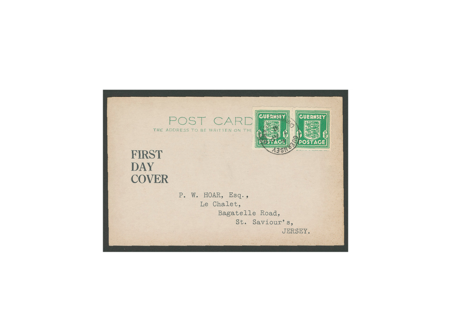 Briefmarken Deutsches Reich Besetzung Guernsey Michel-Nr. 1d auf FDC gestempelt