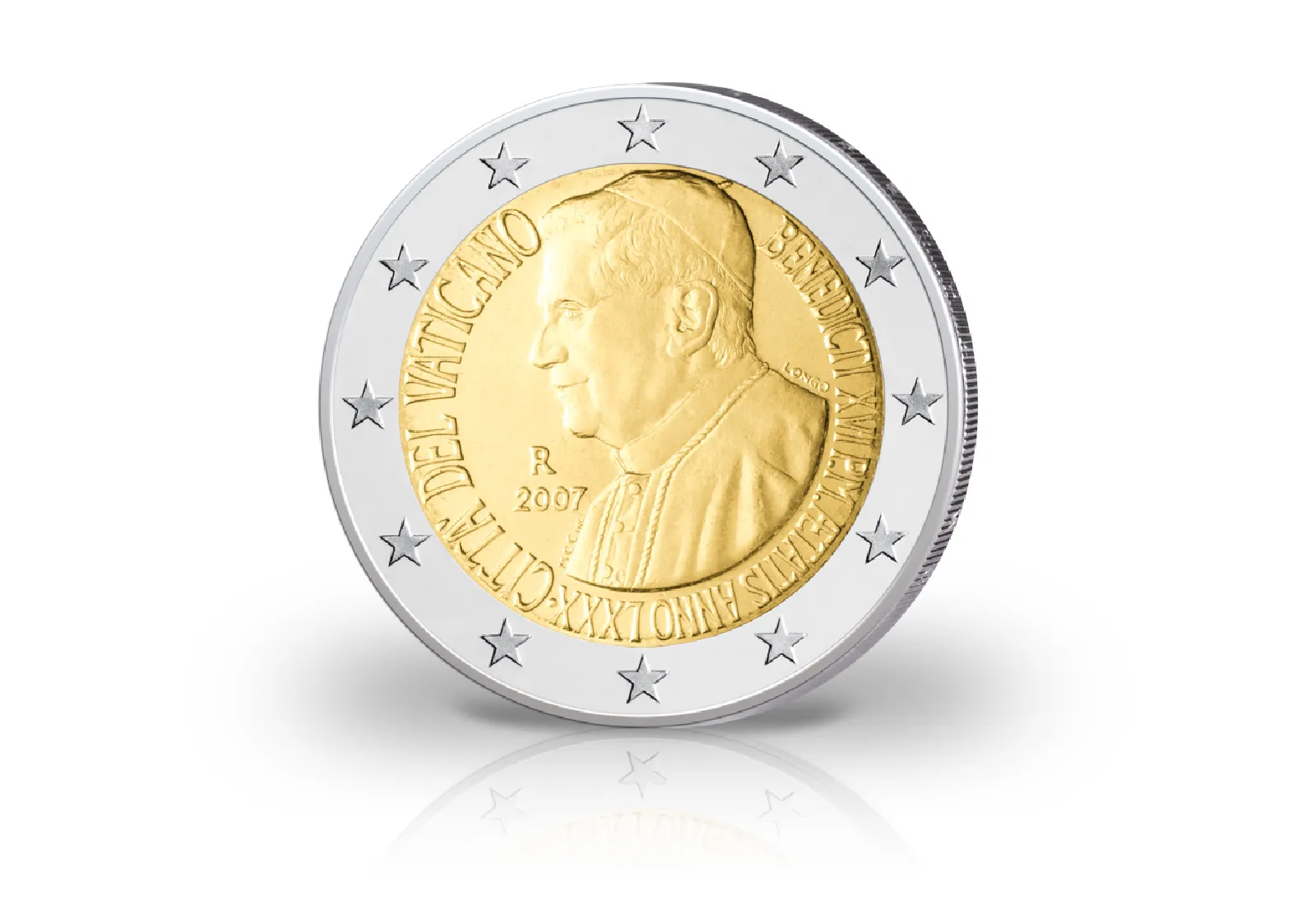 2 Euro 2007 Vatikan 80. Geburtstag Papst Benedikt st im Blister