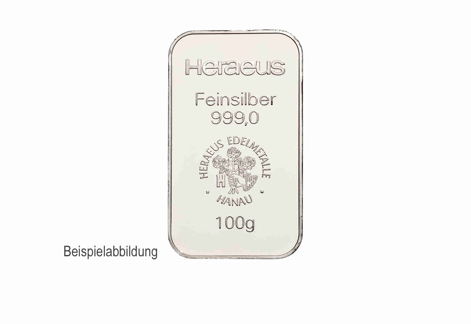 Silberbarren 100 g Motiv und Prägestätte unserer Wahl
