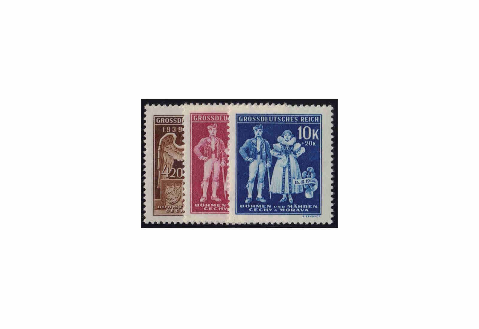 Böhmen und Mähren Errichtung Protektorat Michel Nr. 133 bis 135 postfrisch