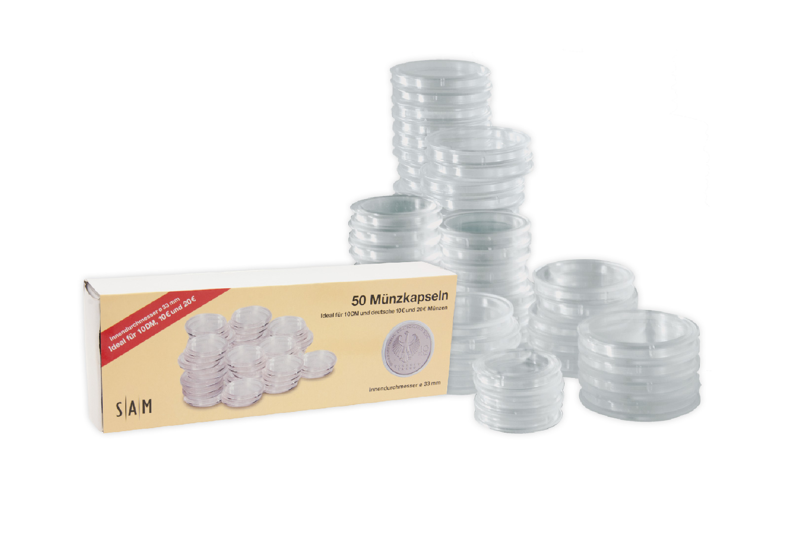 [33mm] SAM 50 Münzkapseln für 10 und 20 Euro BRD