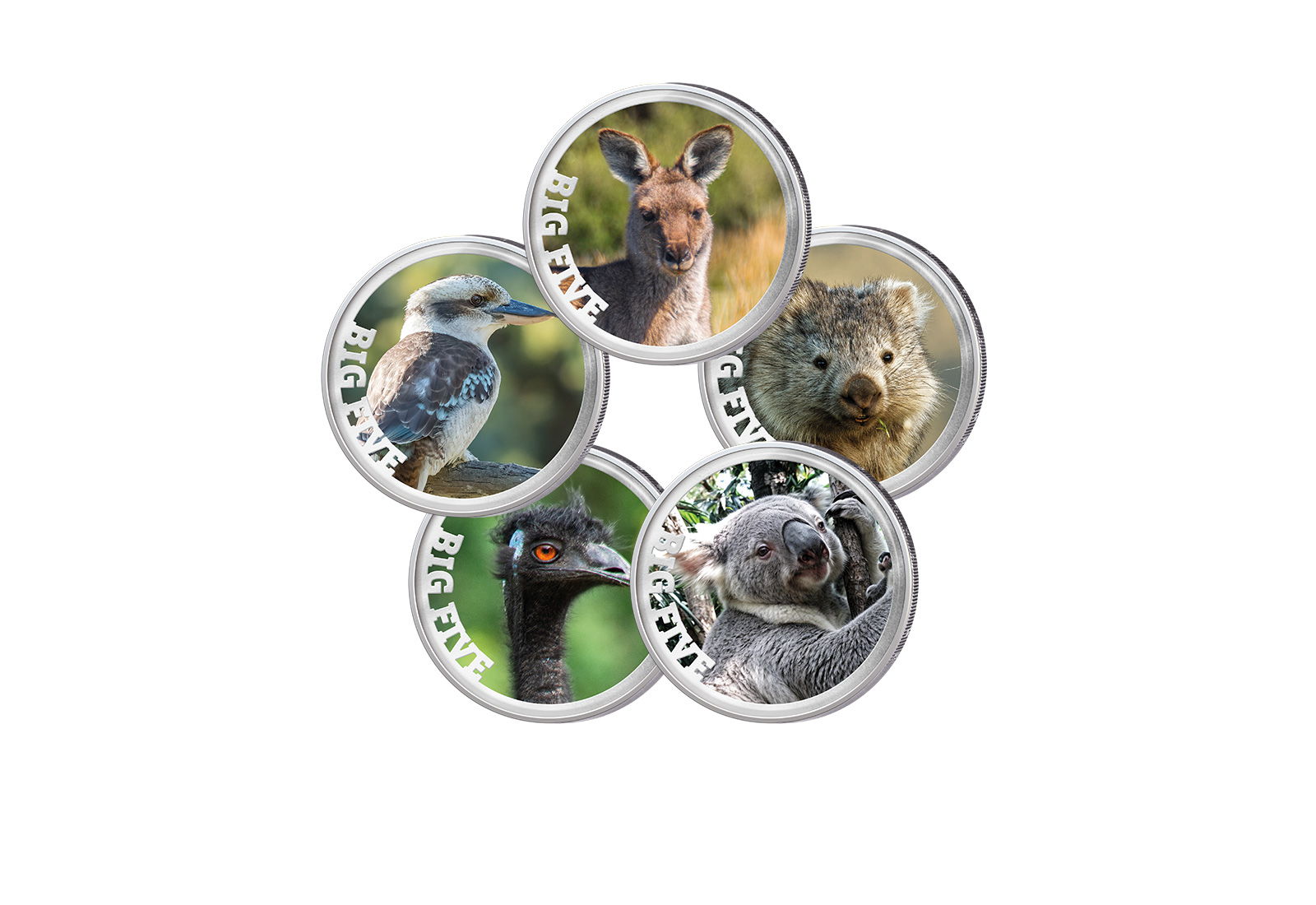 5x 2 Euro Premium-Set Big Five of Australia im Etui
