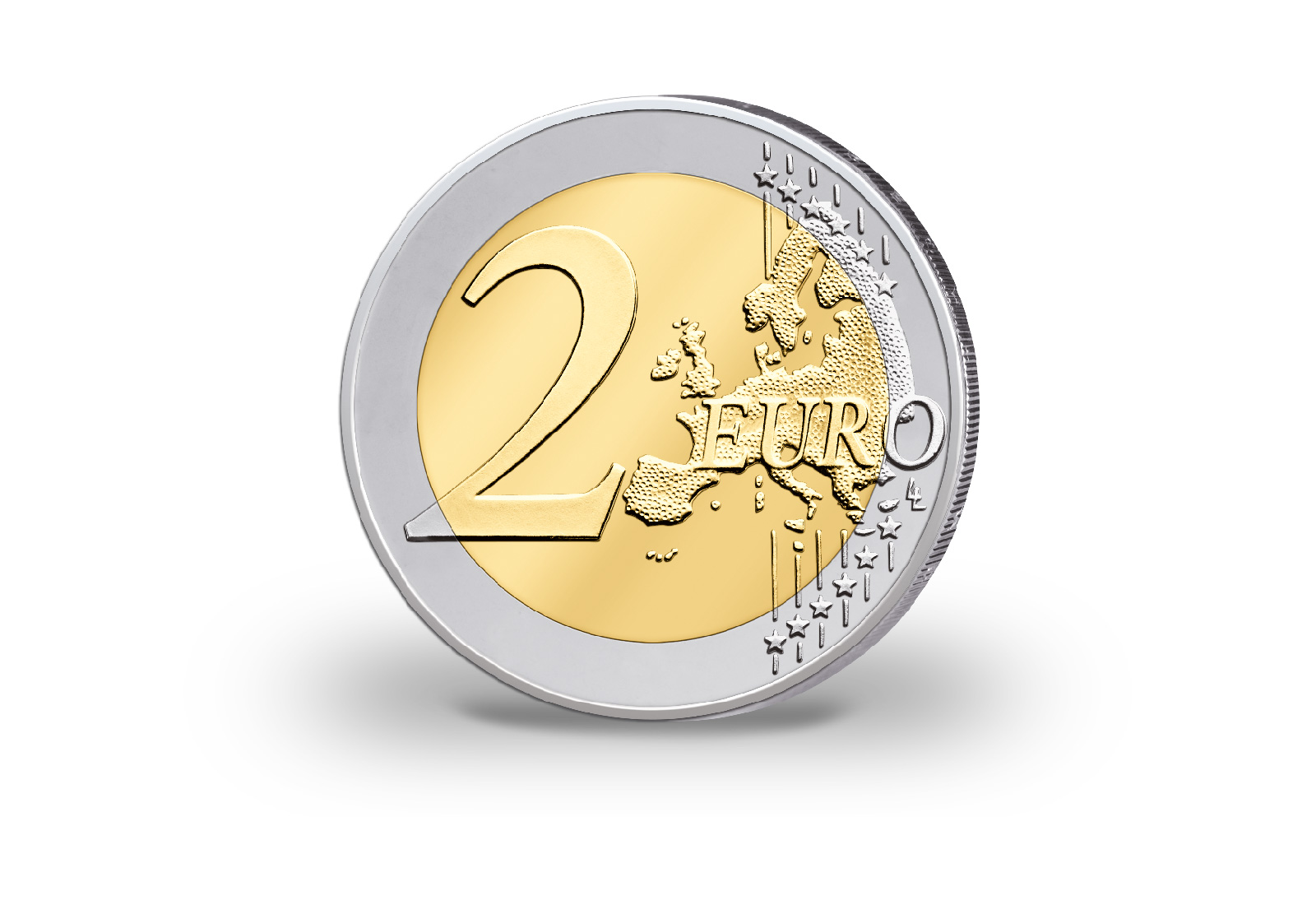 2 Euro vergoldet mit Farbapplikation Belgien Flagge