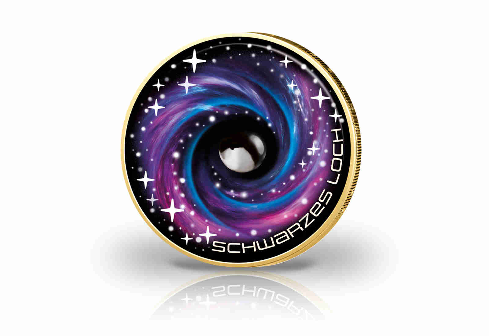 2 Euro mit Farbmotiv und 24 Karat Goldauflage Universum - Schwarzes Loch