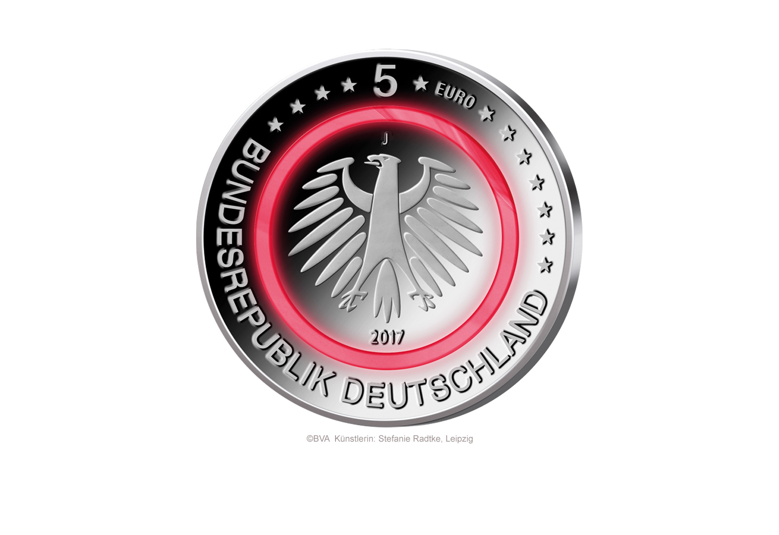 5 Euro 2017 Deutschland Tropische Zone mit rotem Polymerring st Prägestätte J