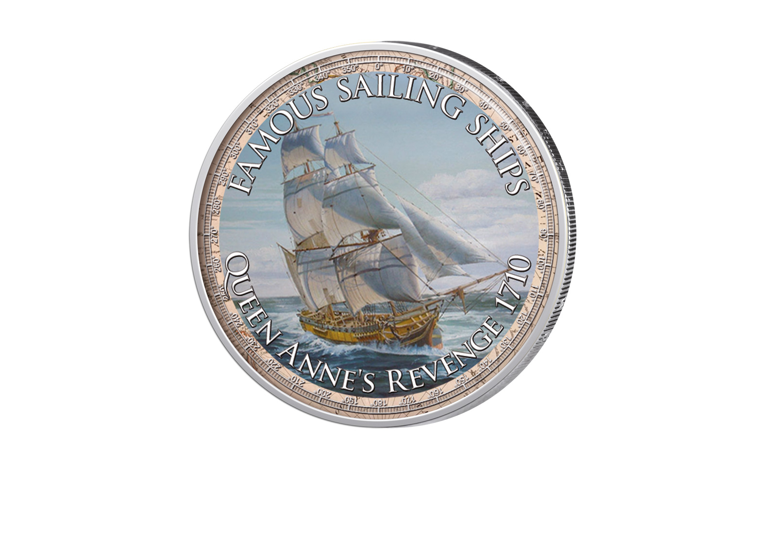 2 Euro mit Farbapplikation Queen Anne's Revenge 1710 Berühmte Segelschiffe