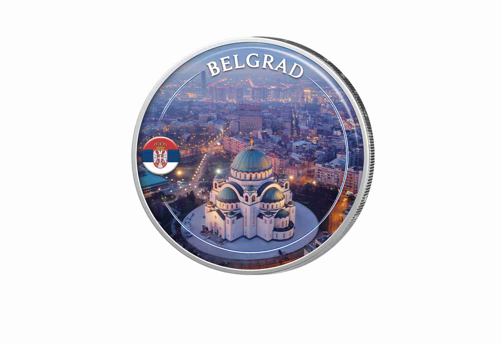2 Euro mit Farbapplikation Belgrad - Serbien