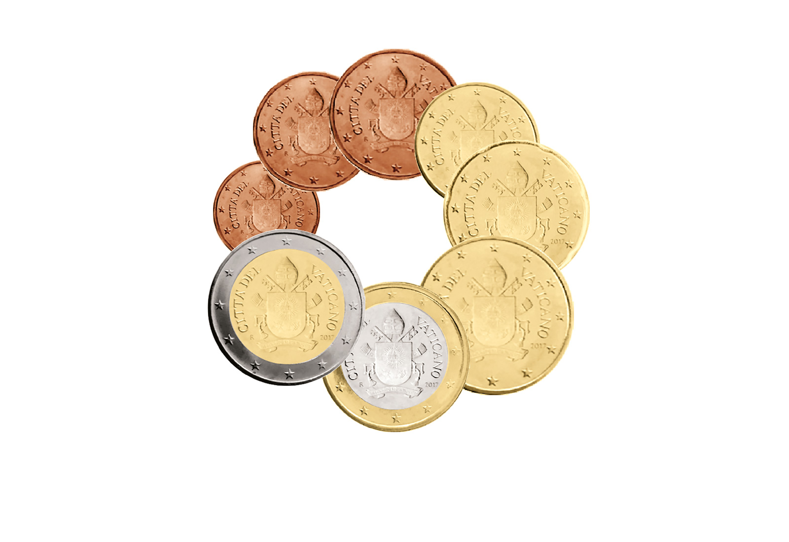 Kursmünzensatz 2017 Vatikan Päpstliches Wappen st im Blister