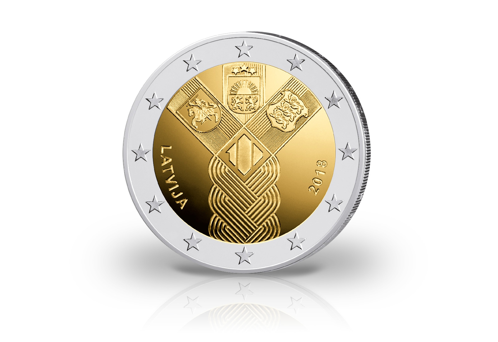 2 Euro 2018 Lettland 100 Jahre Unabhängigkeit Baltische Gemeinschaftsausgabe
