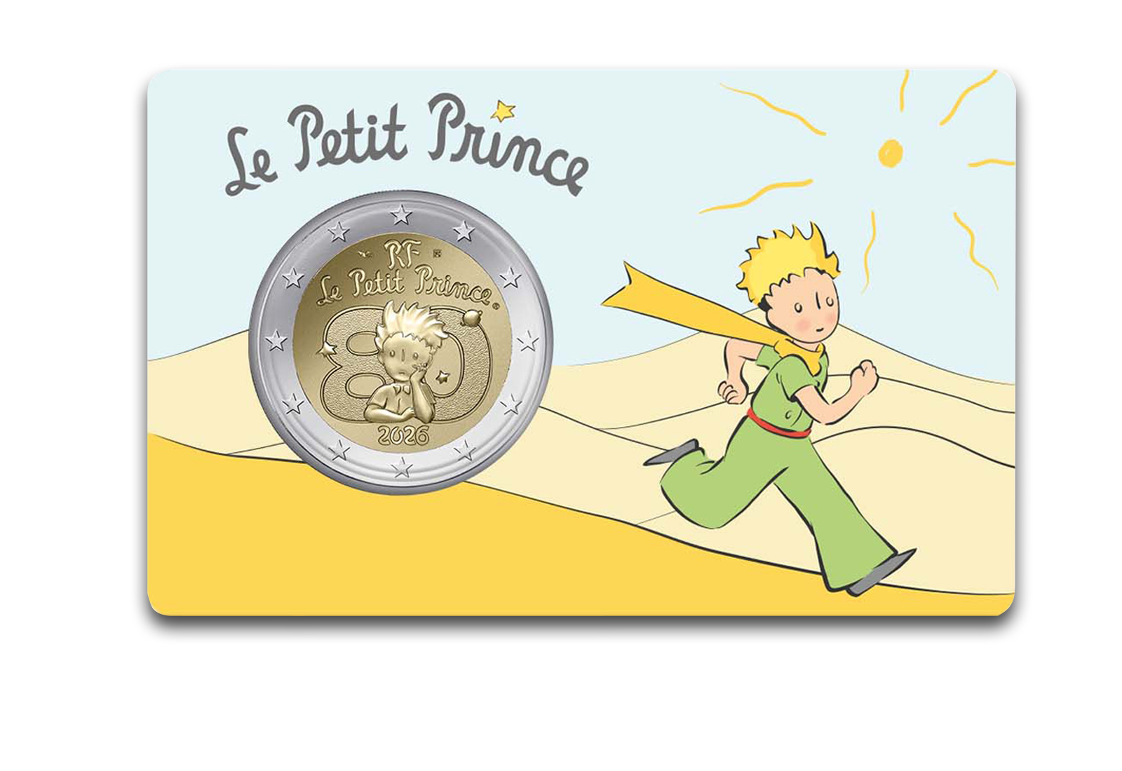 2 Euro 2026 Frankreich 80 Jahre "Der kleine Prinz" in Coincard Wüste