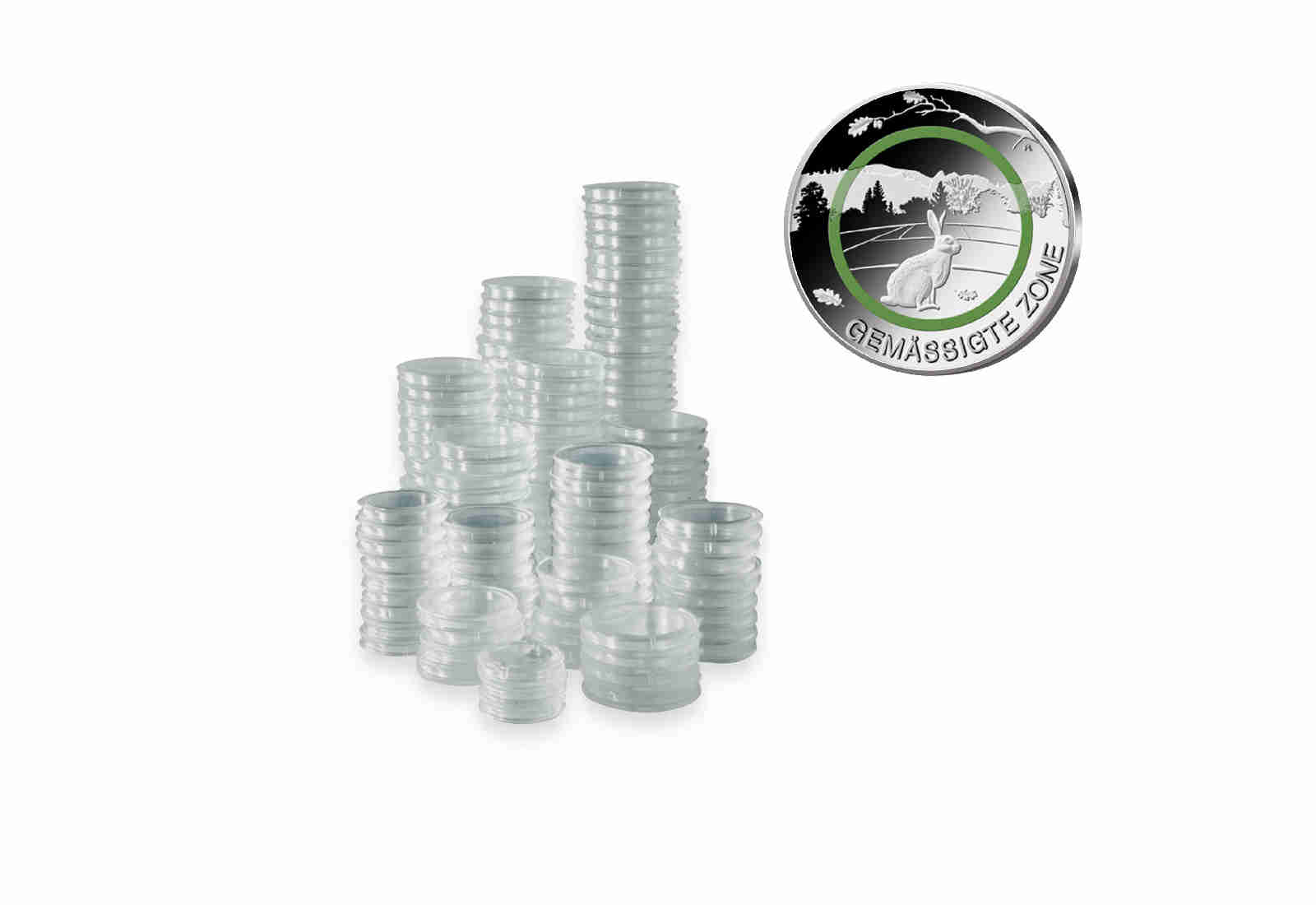 [27 mm] SAM 100 Münzkapseln für 5 Euro mit Polymerring