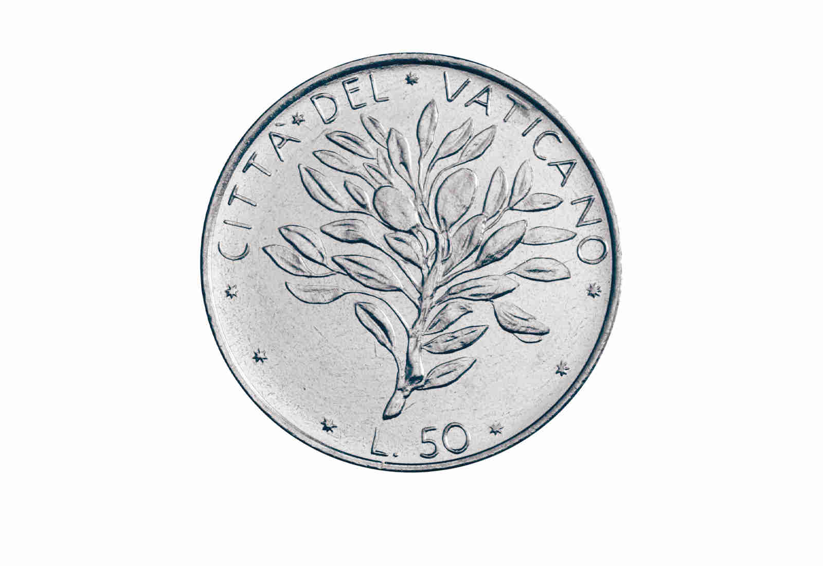 50 Lire 1976 Vatikan Papst Paul VI. Olivenzweig