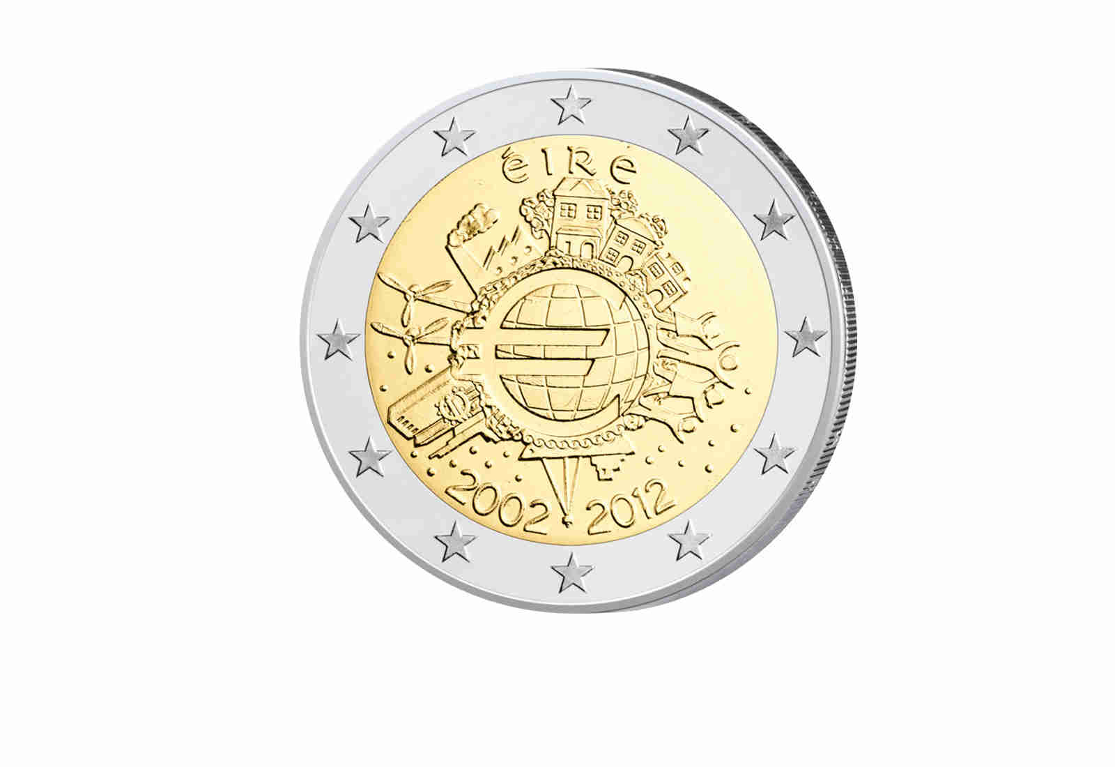 2 Euro 2012 Irland Gemeinschaftsausgabe 10 Jahre Bargeld bfr.