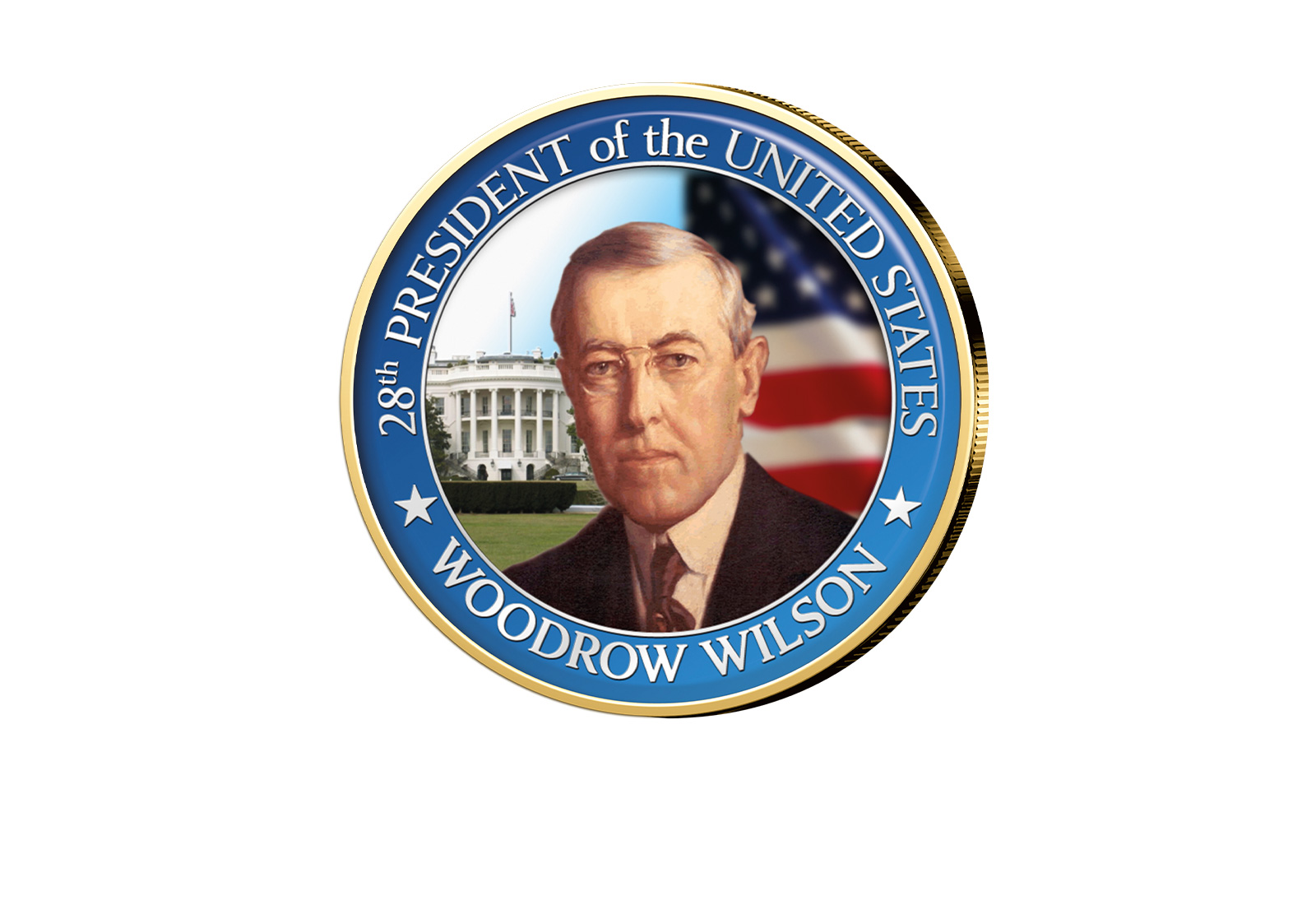 ½ Kennedy-Dollar USA mit Farbapplikation Woodrow Wilson
