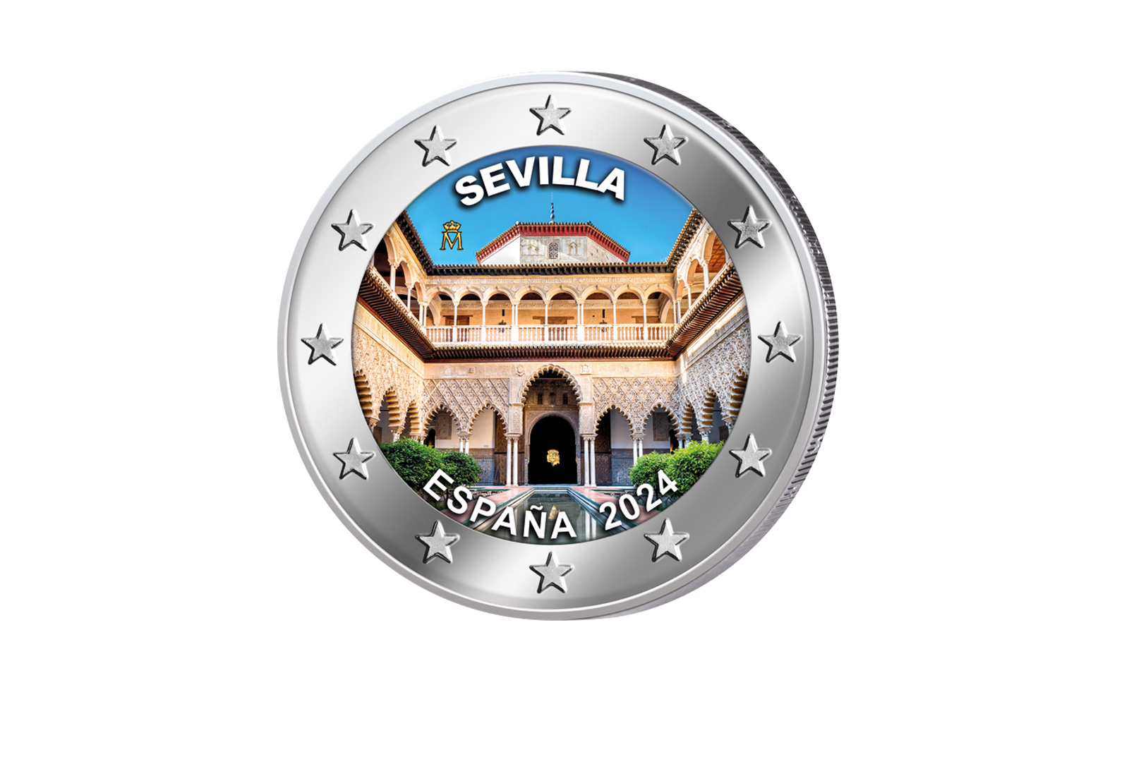 2 Euro 2024 Spanien Kathedrale von Sevilla mit Farbapplikation
