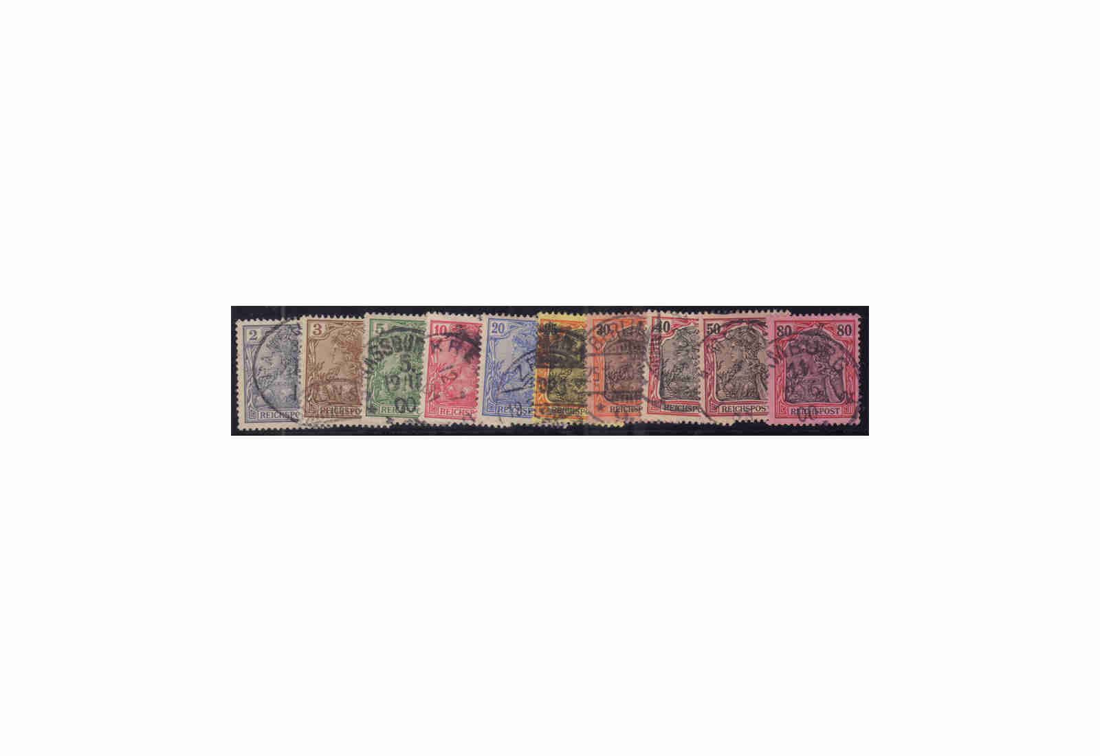 Briefmarken Deutsches Kaiserreich Germania 1899/1900 Michel-Nr. 53/62 gestempelt