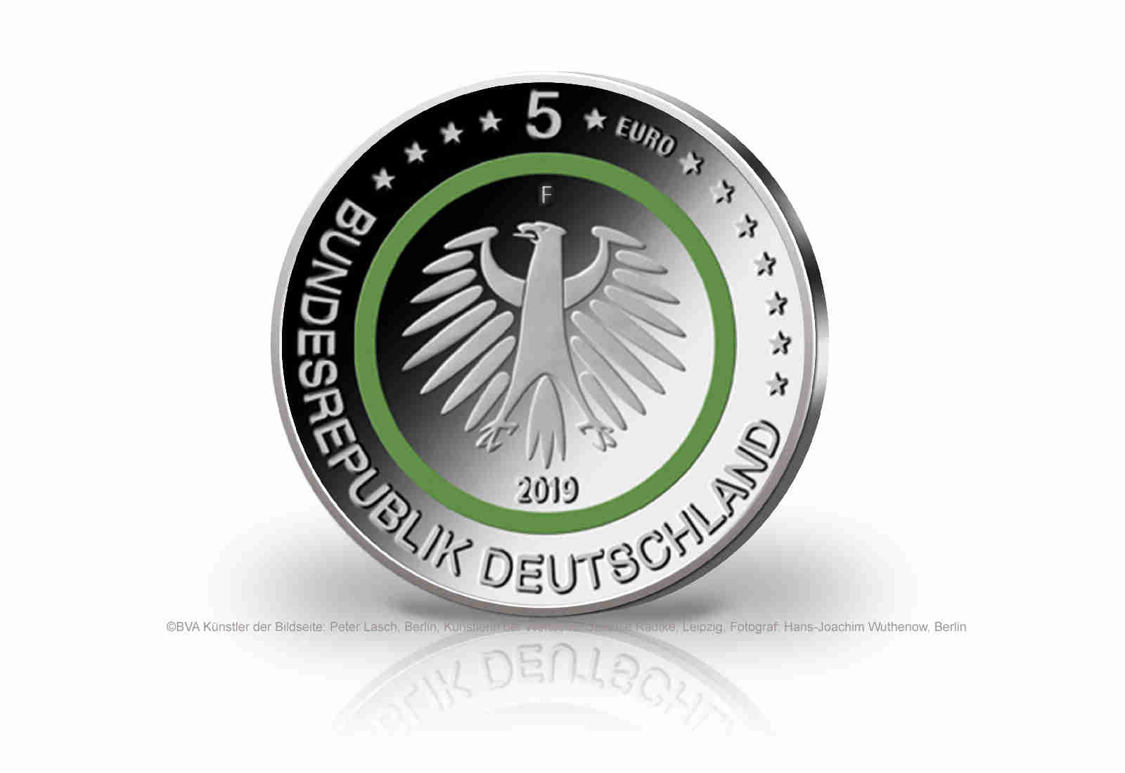 5 Euro 2019 Deutschland Gemässigte Zone mit Polymerring st Prägestätte F