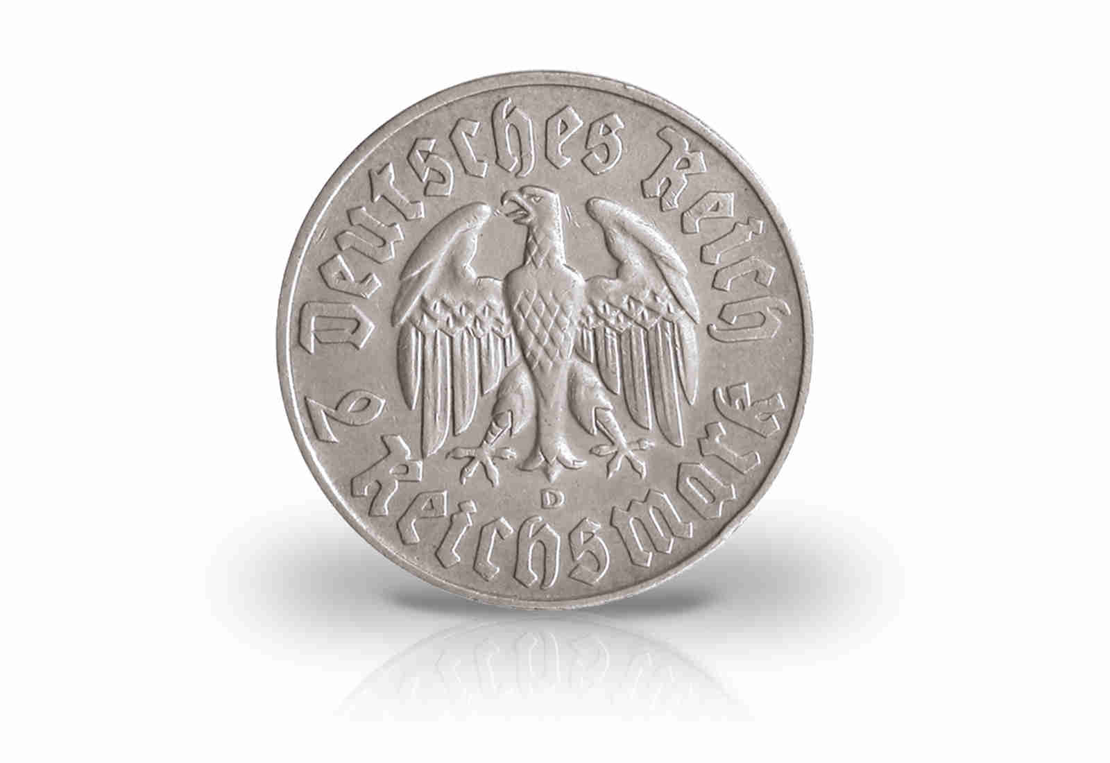 2 Reichsmark 1933 Drittes Reich Martin Luther Prägestätte G Jaeger-Nr. 352