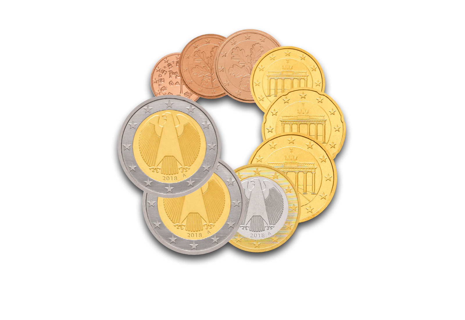 Kursmünzensätze 2018 Deutschland PP Prägestätte A-J