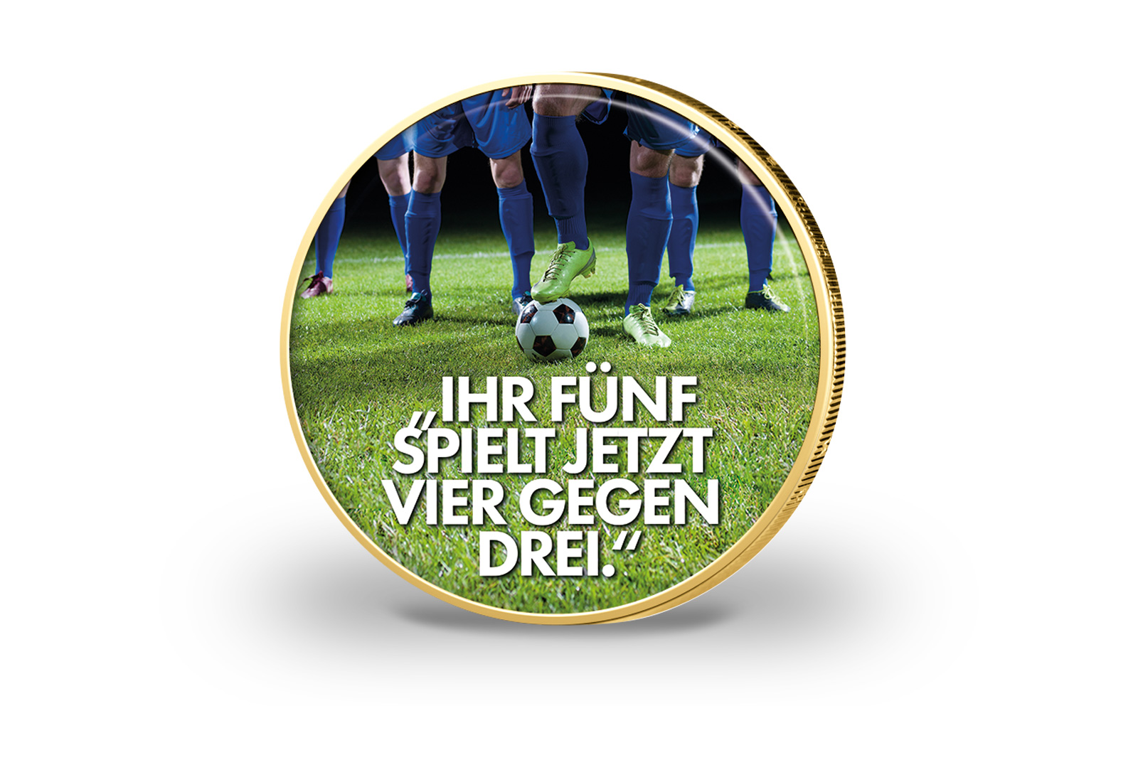 2 Euro vergoldet Fußballspruch 23 mit Farbmotiv