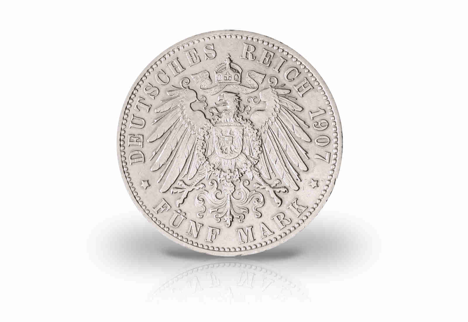 5 Mark 1907 Deutsches Kaiserreich Baden Tod Großherzog Friedrich I. Jaeger-Nr. 37