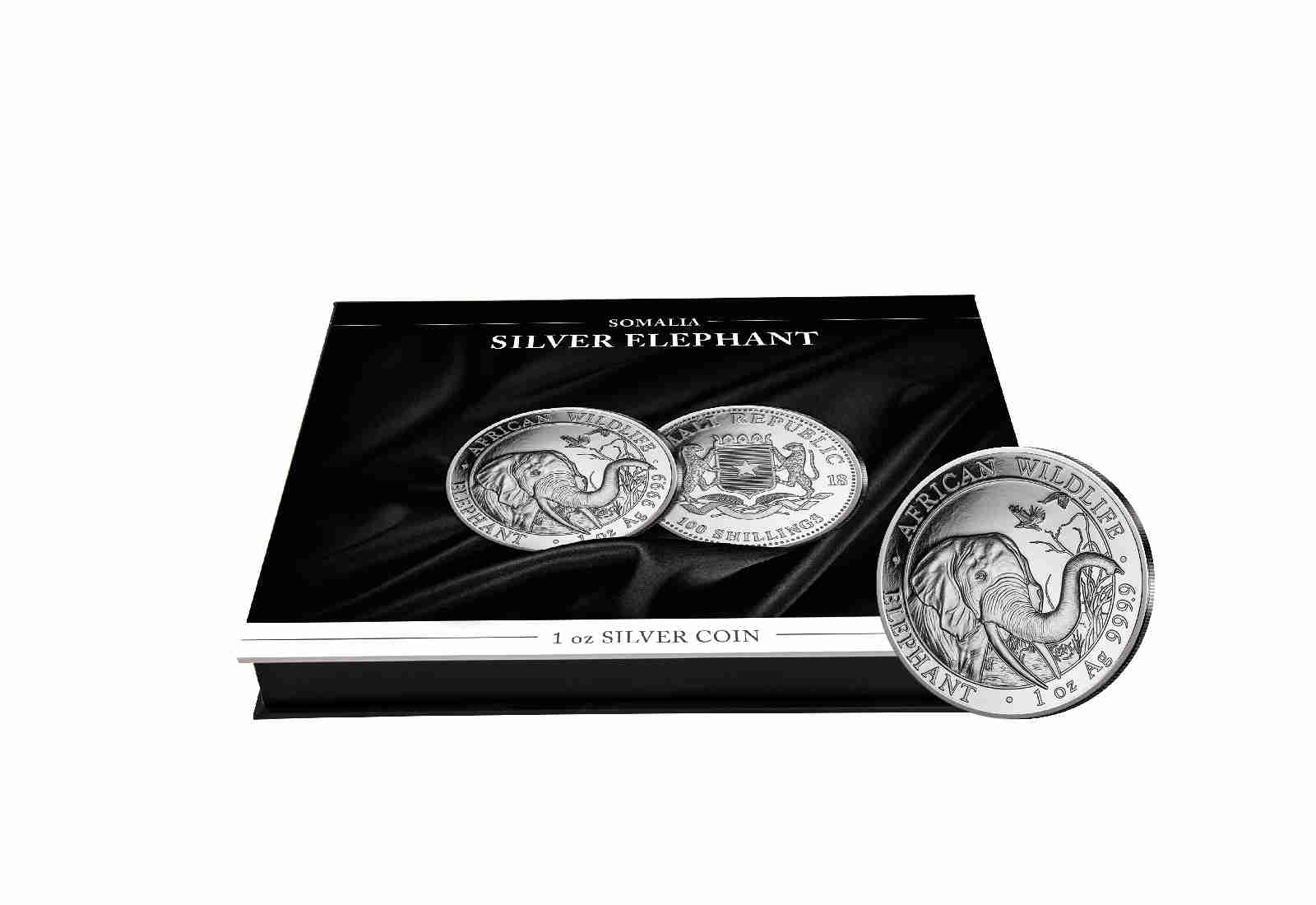 Münzkassette für 1 Unze Silber "Elefant"