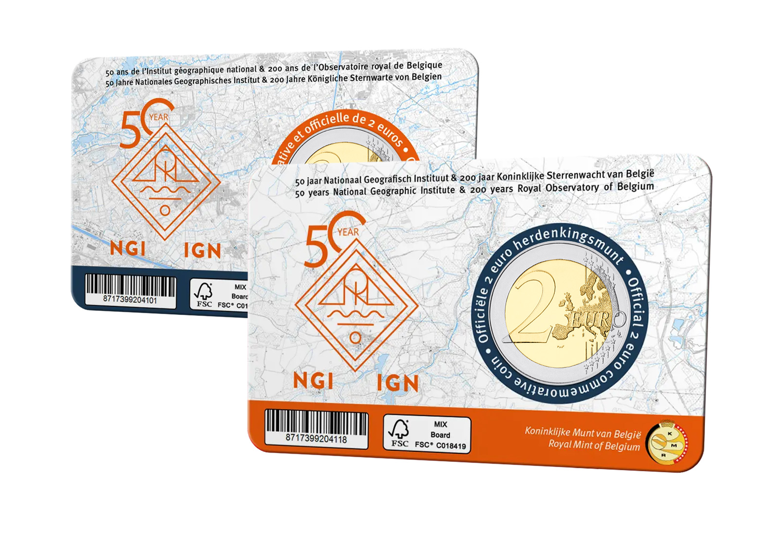 2 Euro 2026 Belgien 50 Jahre Nationales Geographisches Institut - Coincard unserer Wahl