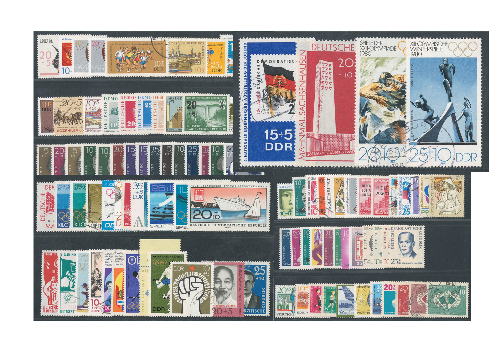 Briefmarken DDR 150 Marken mit Zuschlag postfrisch und gestempelt