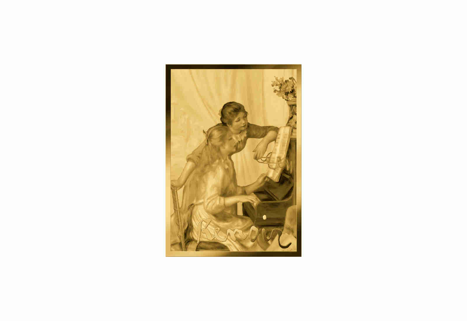 Goldmünze Motiv "Junge Mädchen am Klavier" Coincard Feinheit 999/1000 Gold Geschenk