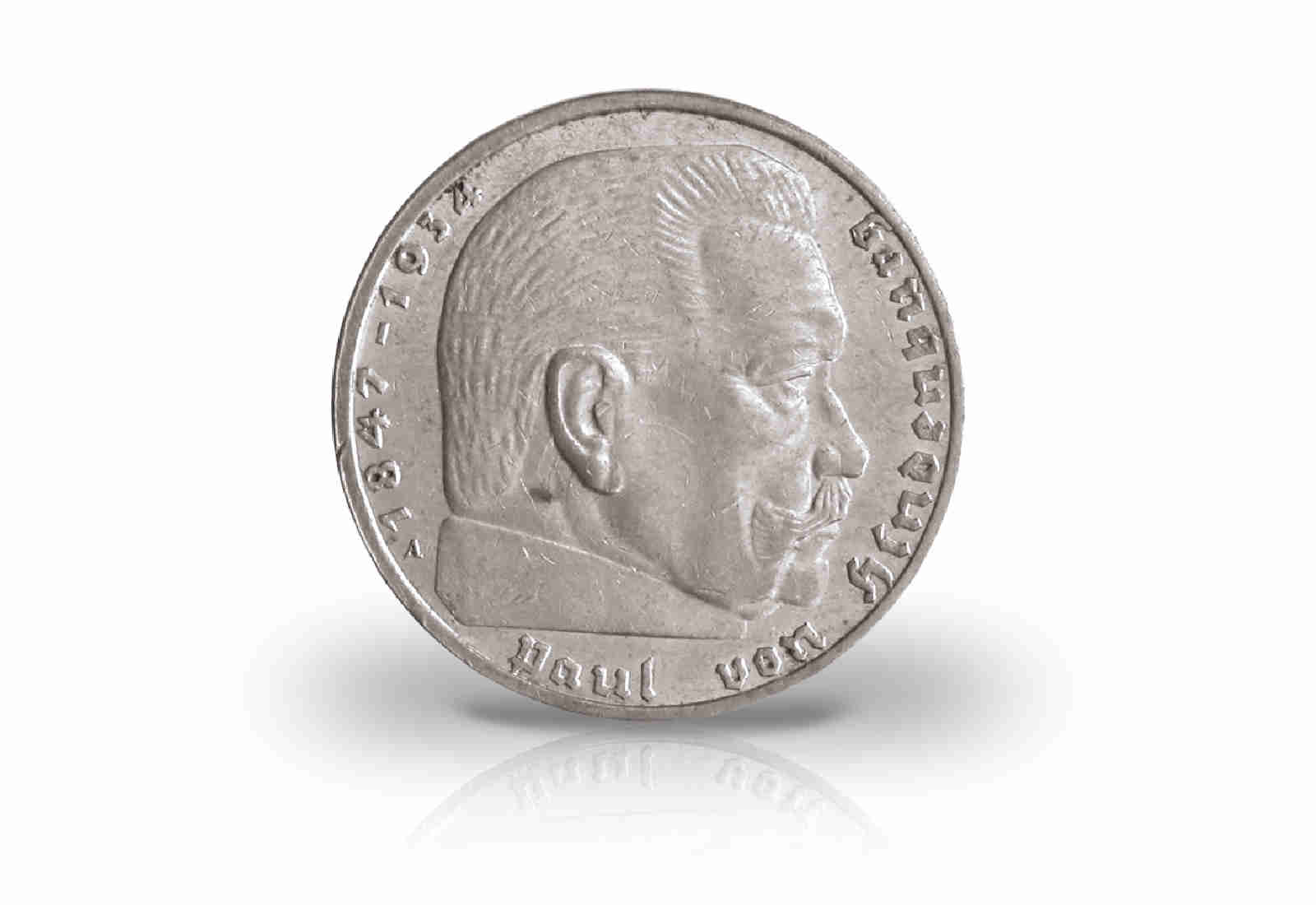 5 Reichsmark 1933-1936 Drittes Reich Hindenburg Jaeger-Nr. 360
