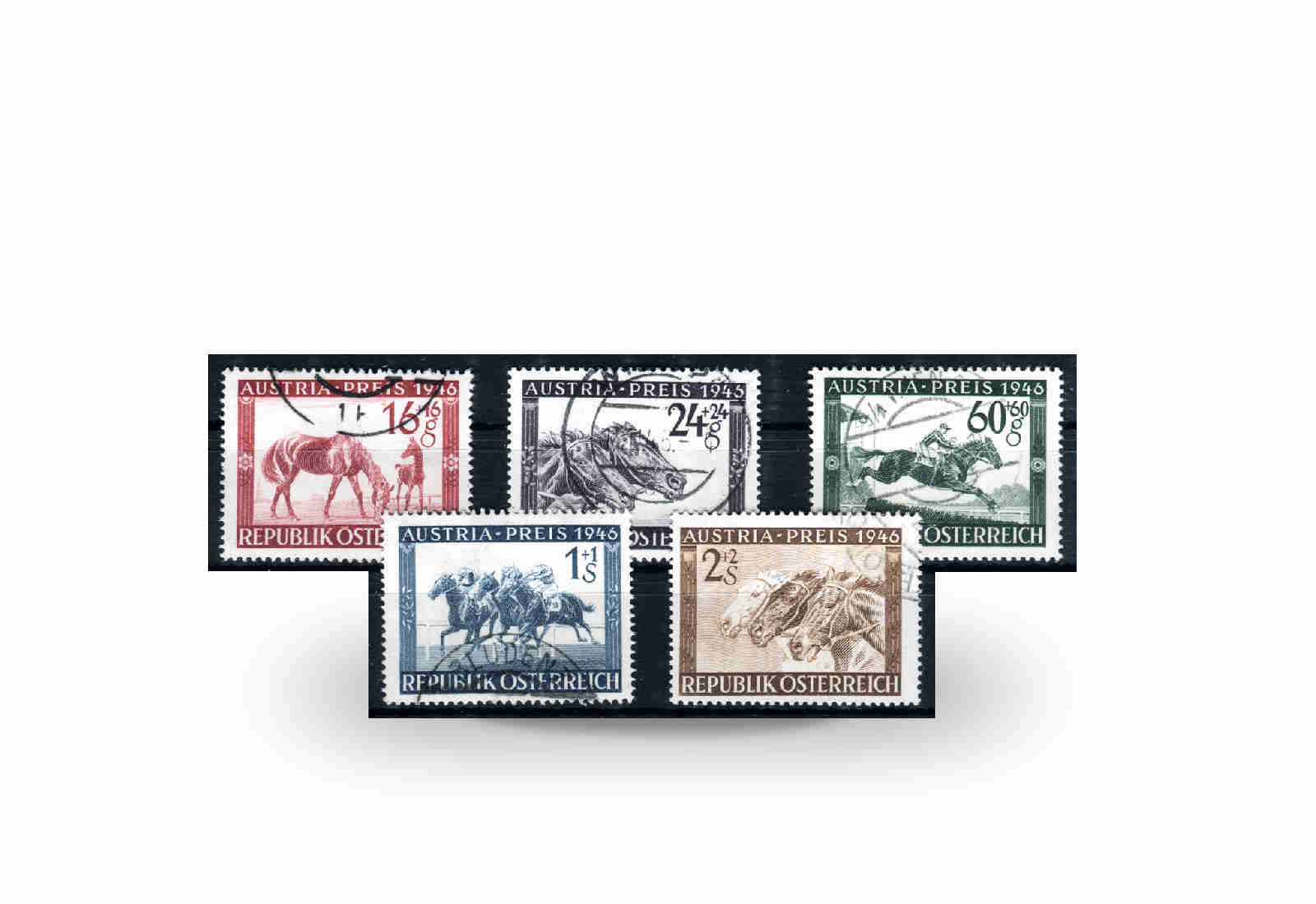 Österreich Pferderennen Mi.Nr. 785/789 gestempelt