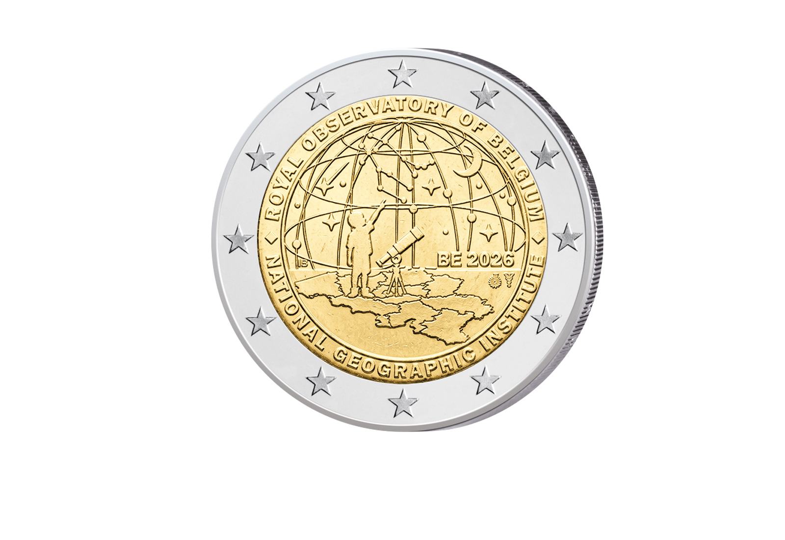 2 Euro 2026 Belgien 50 Jahre Nationales Geographisches Institut - Coincard unserer Wahl