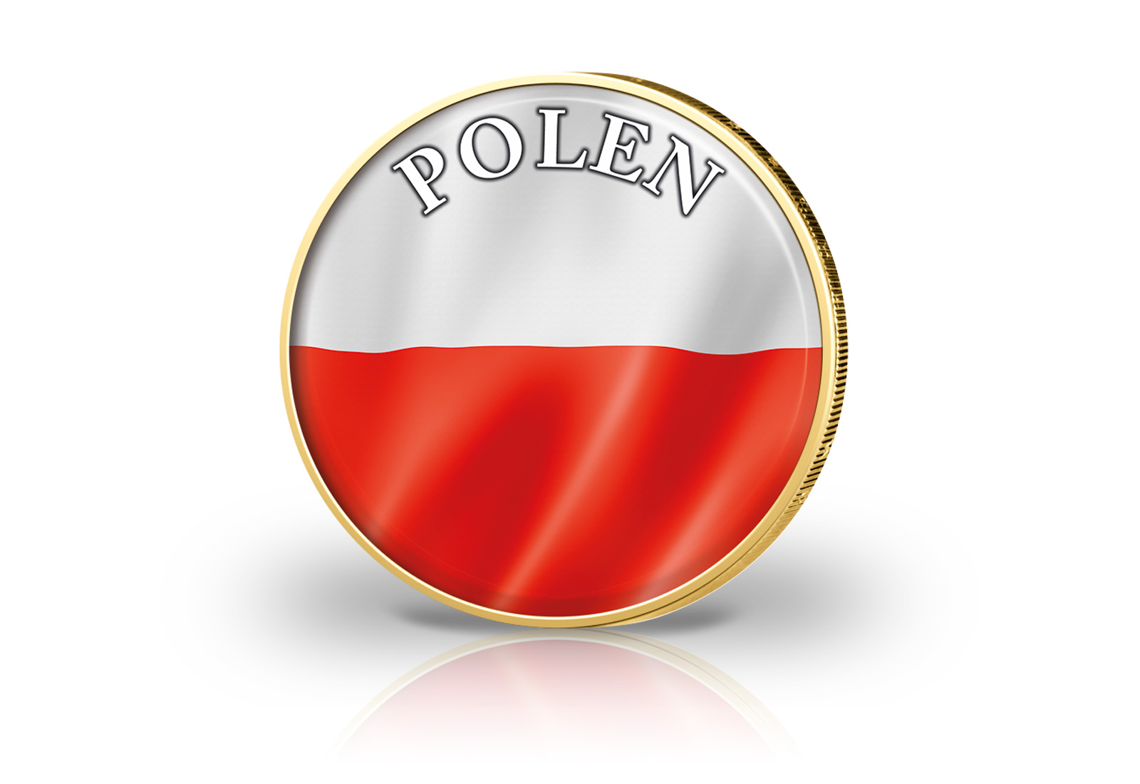 2 Euro vergoldet Polen Flagge mit Farbapplikation