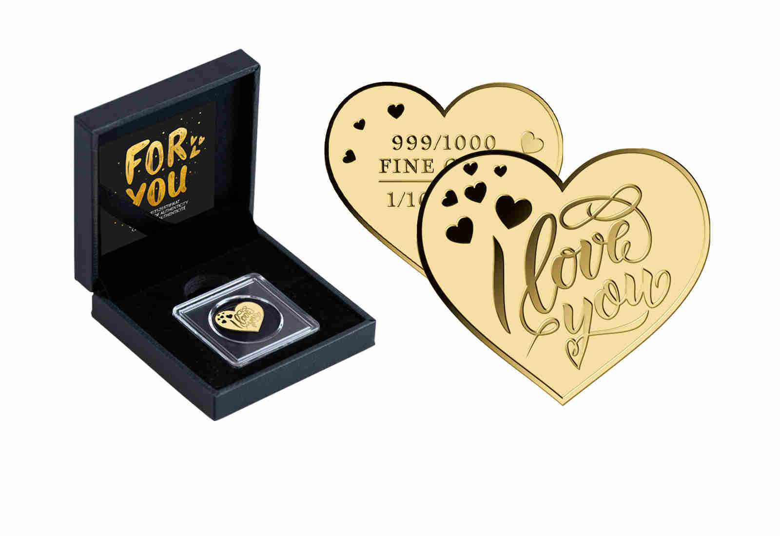 Goldausgabe Motiv "I Love You" 999/1000 Gold Geschenk