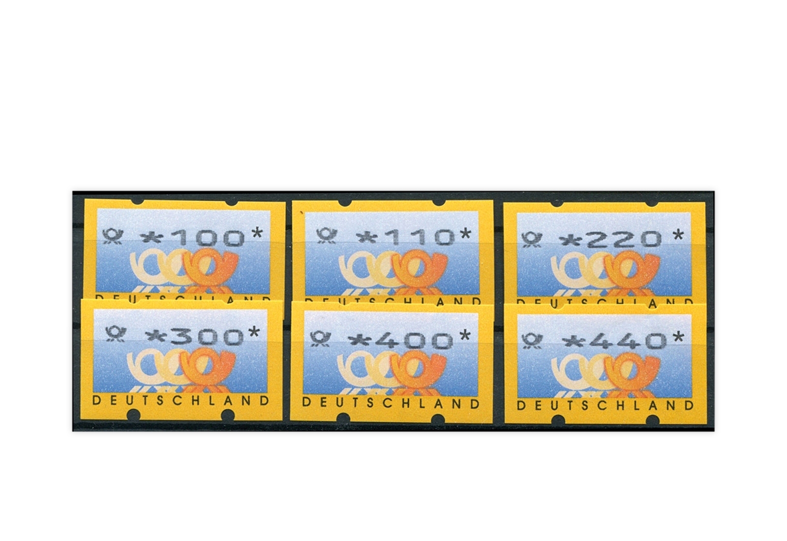 BRD ATM 3.2 Posthorn ** 6 Werte mit Zählnummern