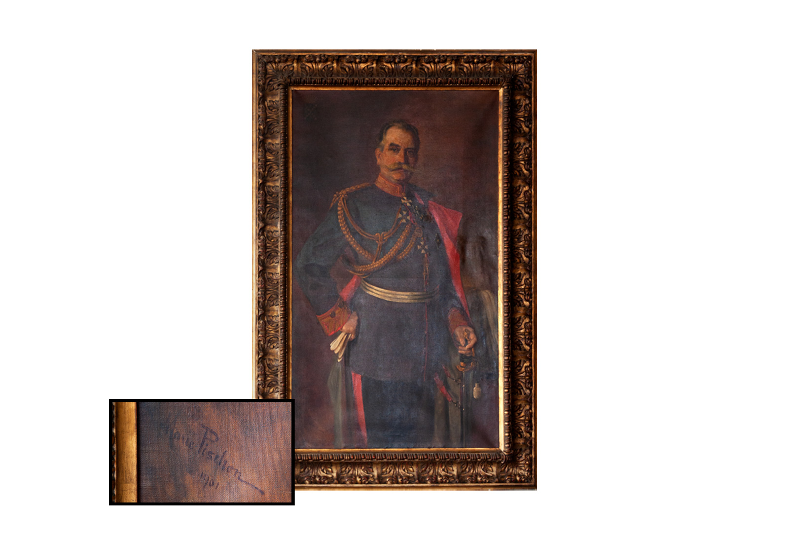 Ölgemälde von 1901 General Theodor von Roques