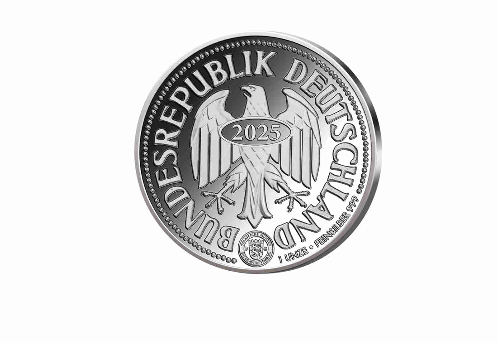 Probeprägung "1 D-Mark 1950" aus 1 oz 999/1000 Silber der Premium-Neuprägung
