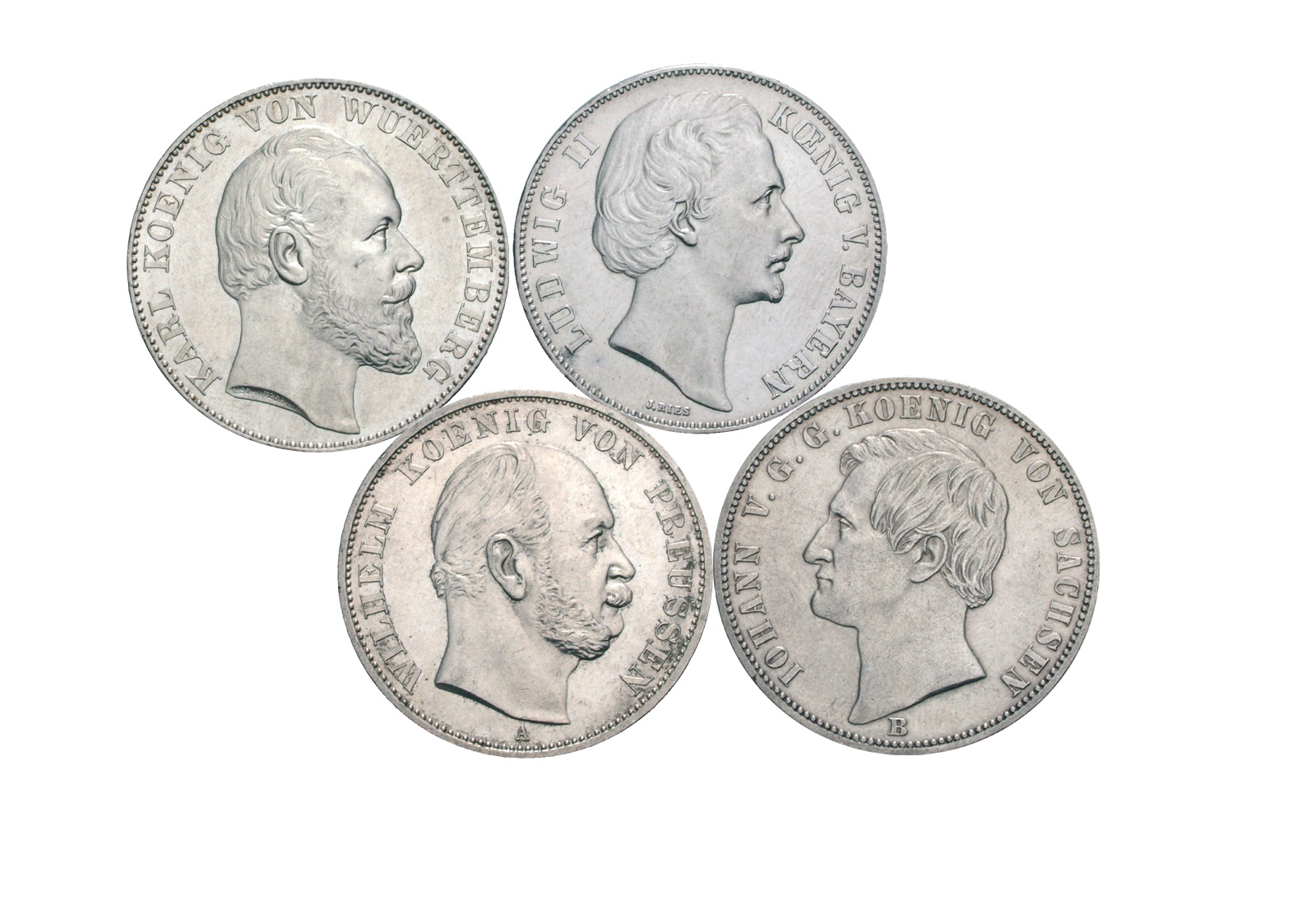 Deutschland 900er Silber 1871 Siegestaler Könige im Set in vz-st