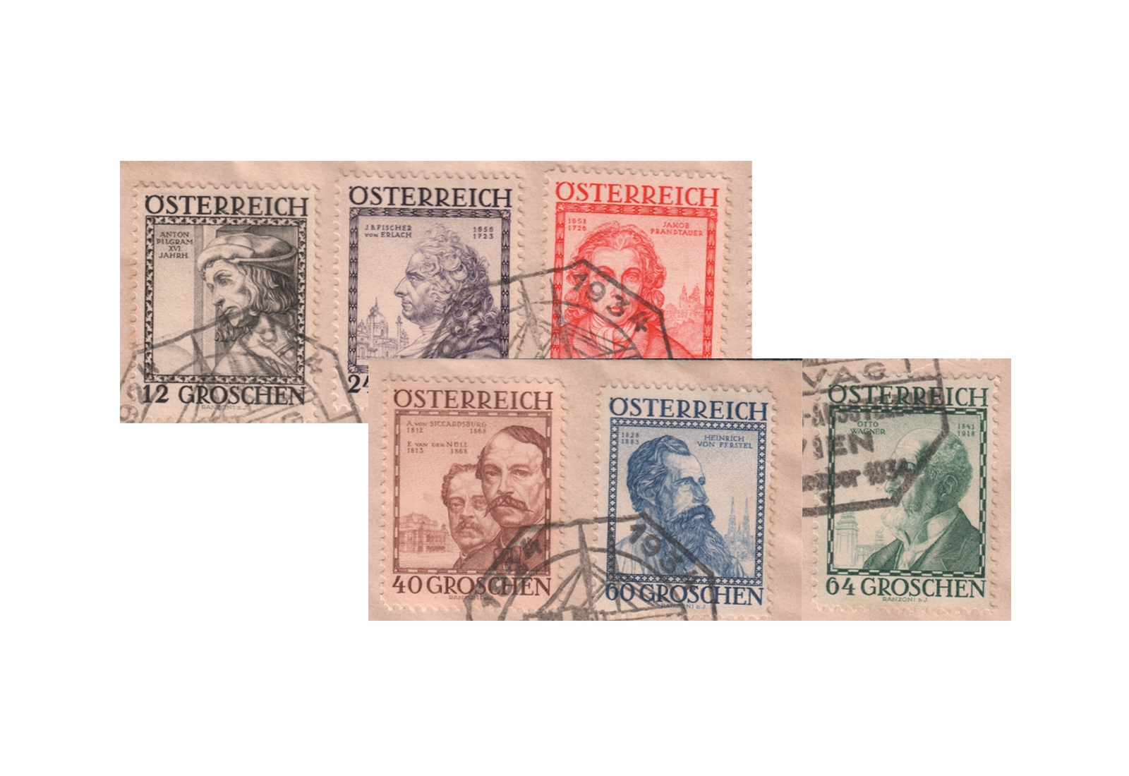 1. Republik Österreich Mi.Nr. 591/596 gestempelt
