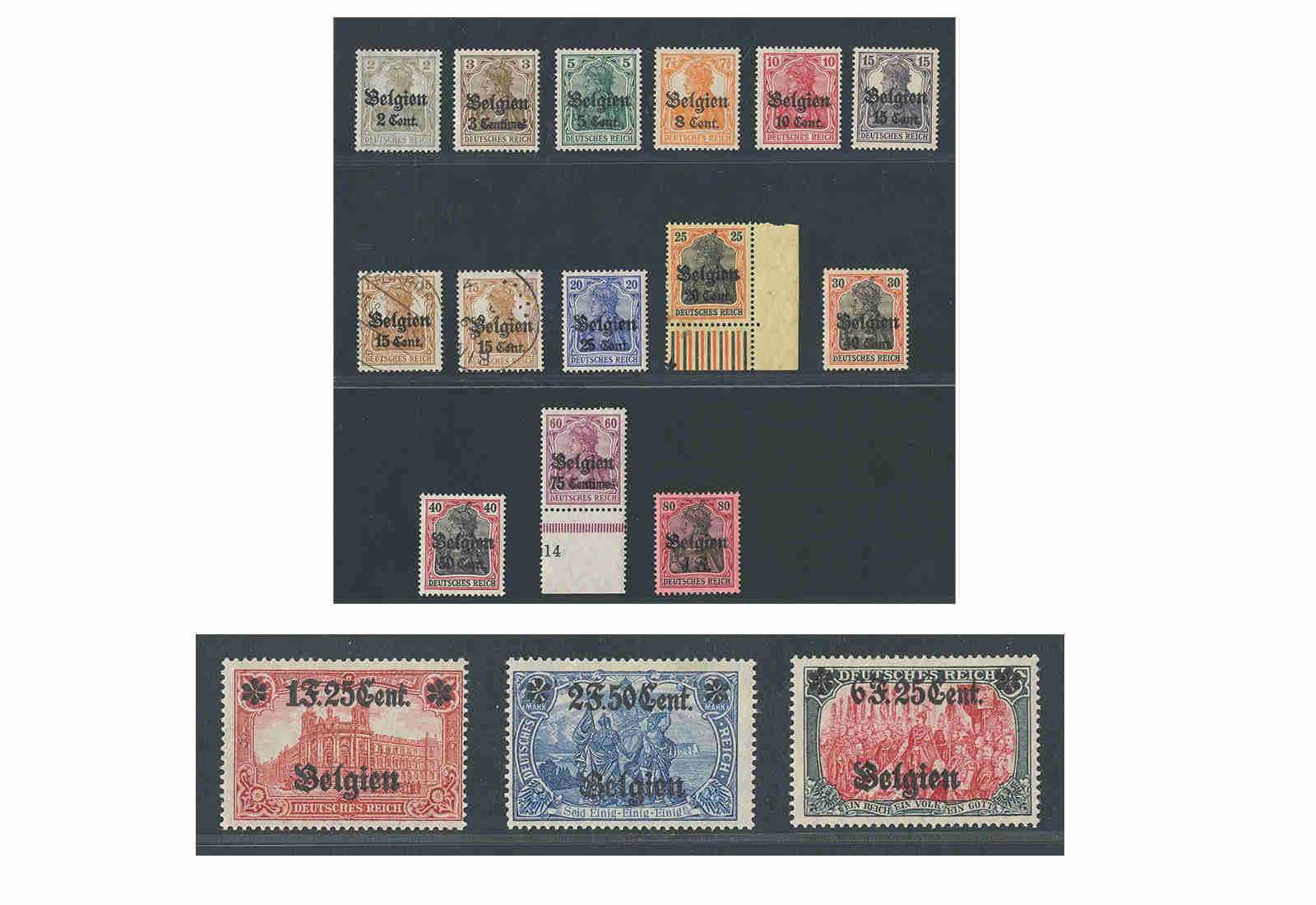 Briefmarken Landespost Belgien Dt. Besetzung I. Weltkrieg Mi:10-25ges