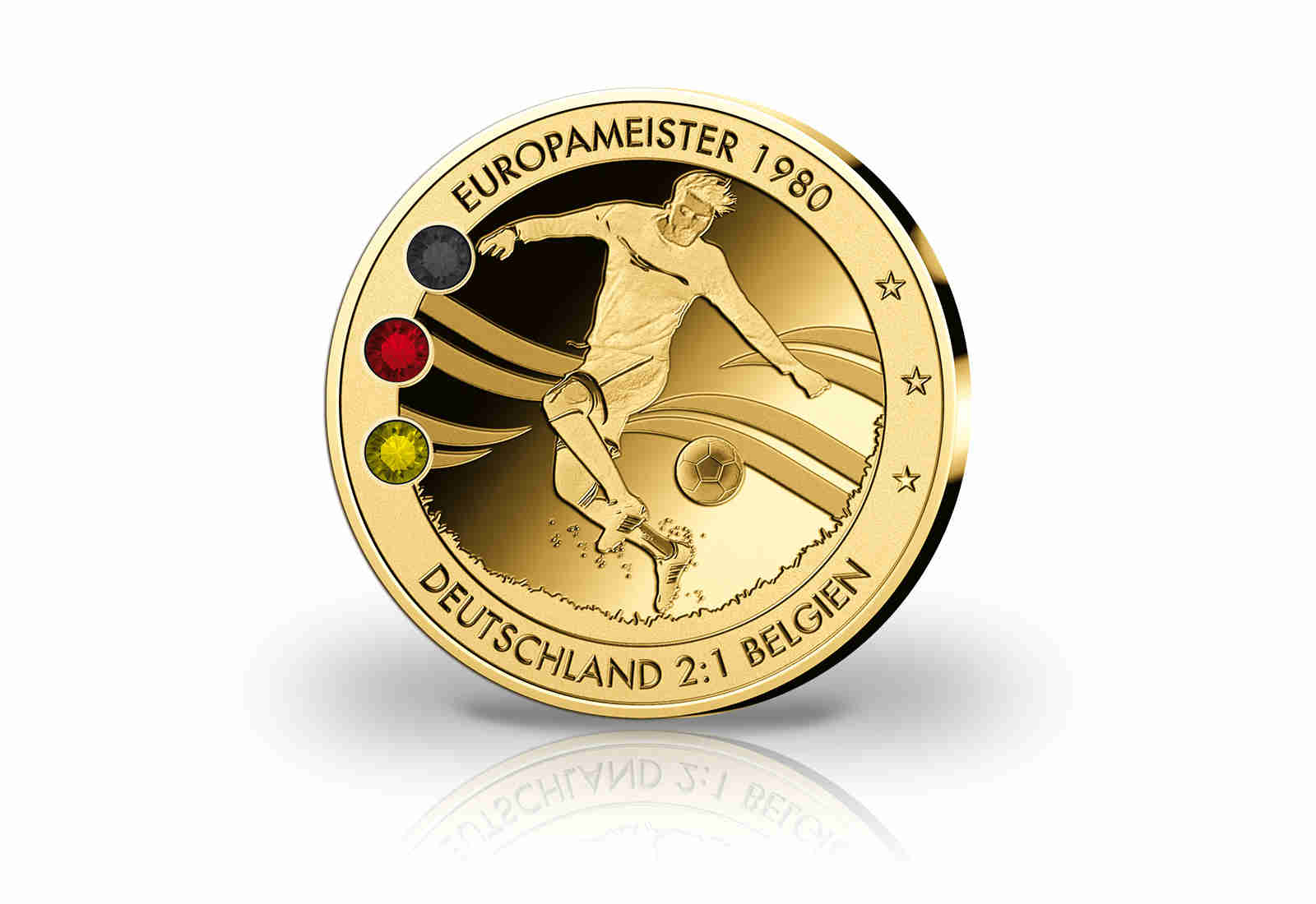 Gigantenprägung Deutschland Fußball Europameister 1980 mit 24 Karat Goldauflage