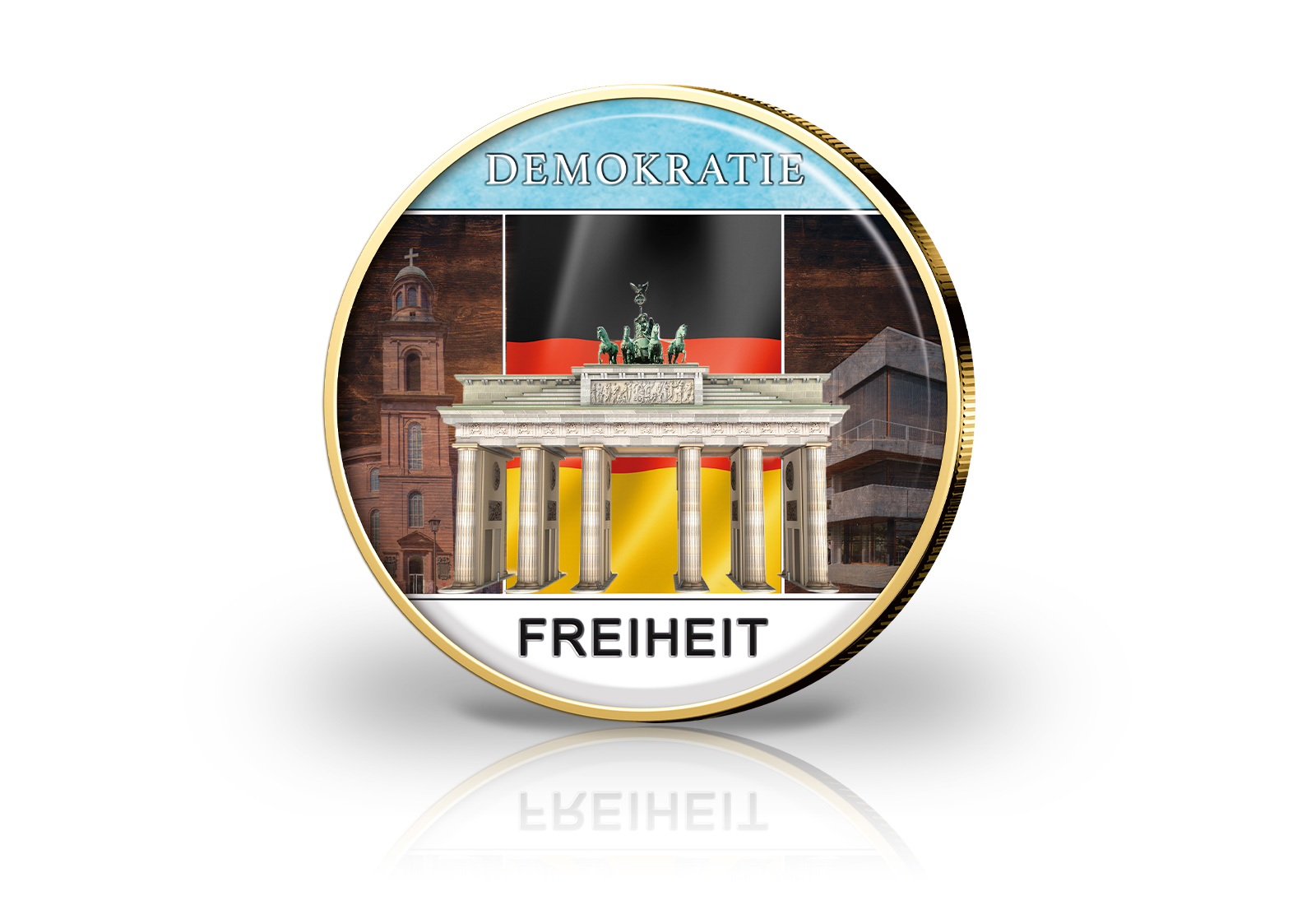 2 Euro mit Farbmotiv und 24 Karat Goldauflage Freiheit