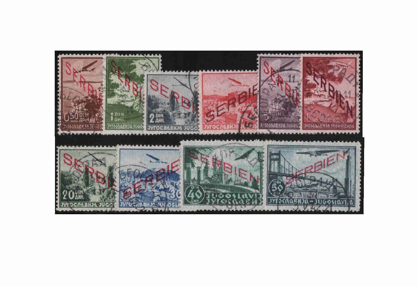 Briefmarken Serbien Flugpostmarken Mi.Nr. 16/25 gestempelt 