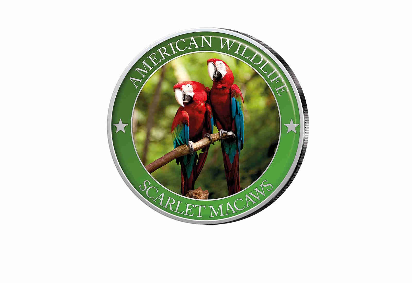 1/2 Dollar USA Scarlet Macaw Serie American Wildlife mit Farbapplikation