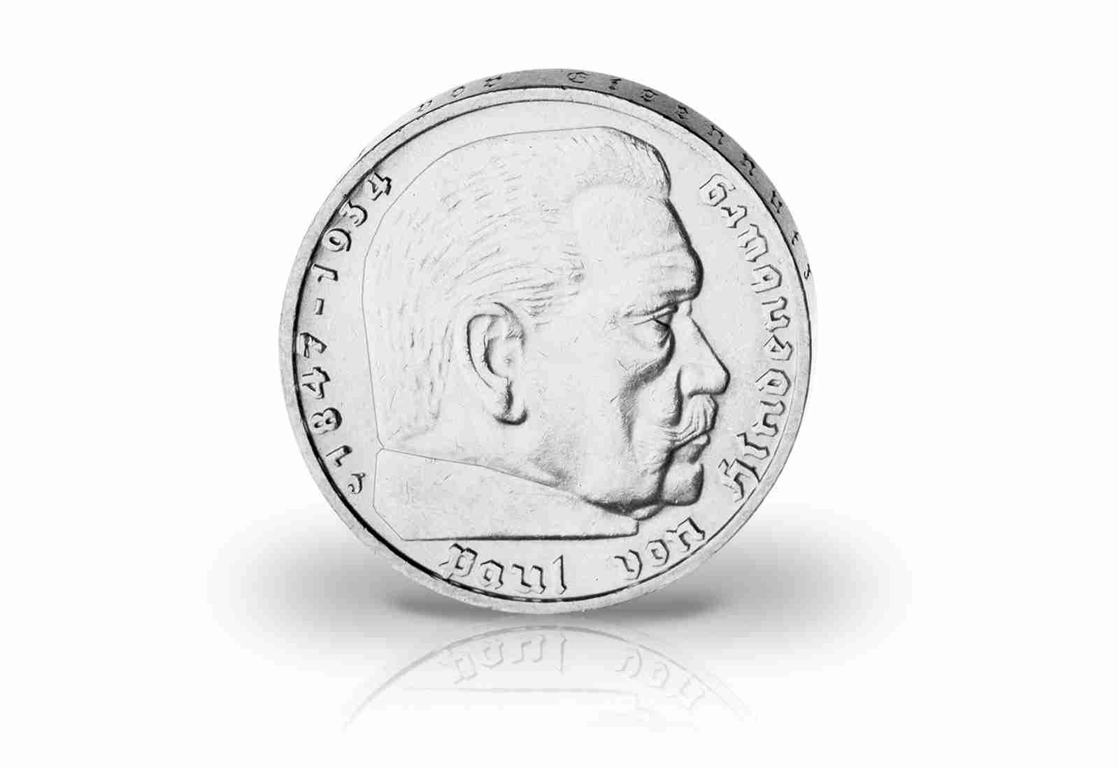 2 Reichsmark 1935-1939 Deutsches Reich Paul von Hindenburg Jaeger-Nr. 366