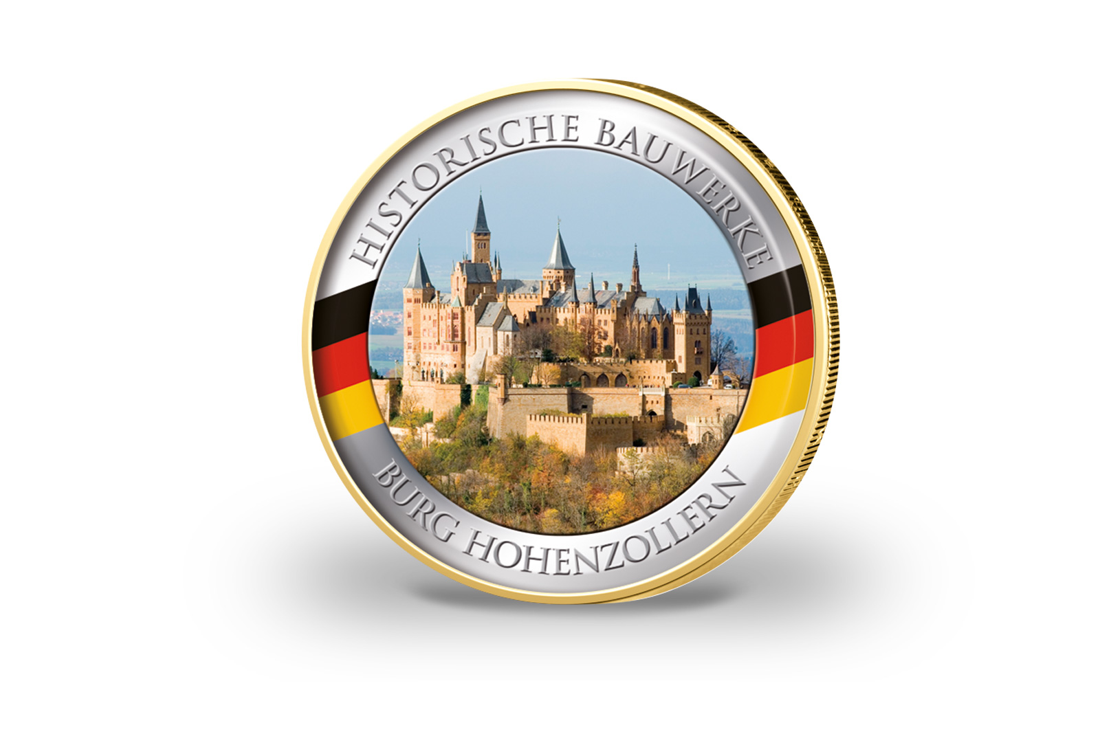 2 Euro vergoldet Burg Hohenzollern mit Farbmotiv